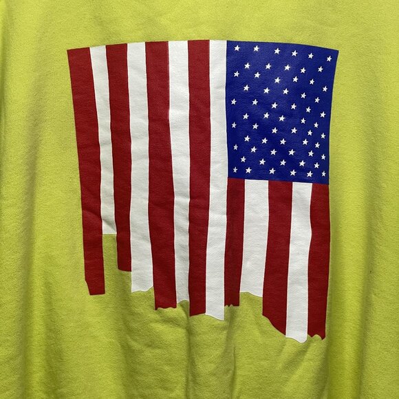 X2 Seoul Collection American Flag Oversized Lime Sweatshirt One Size - Picture 2 of 7